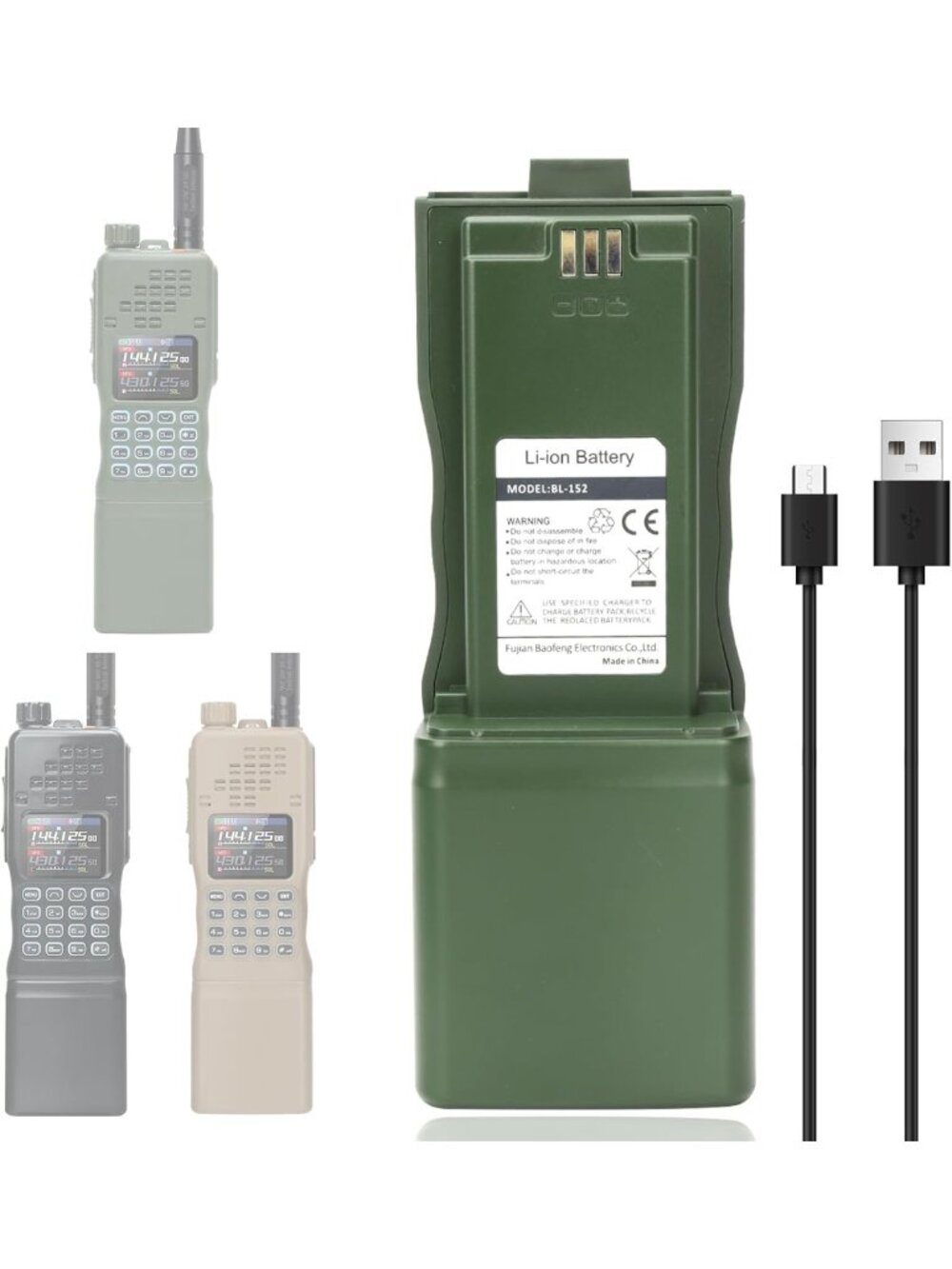 High-Capacity 12000mAh Battery for Walkie Talkies with USB-C Charger - Two Way